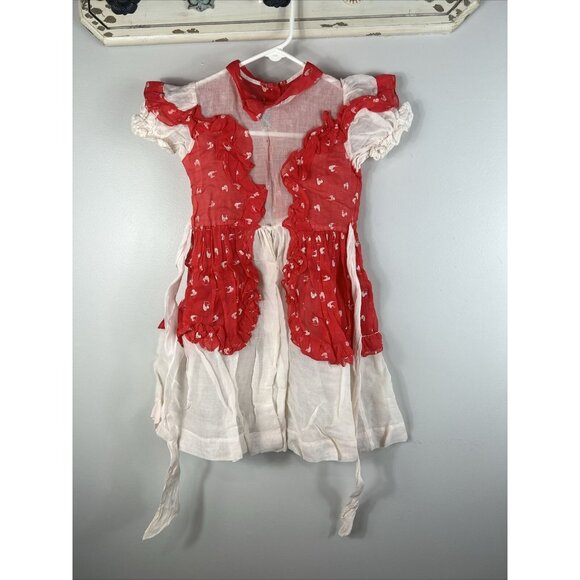 Vintage Custom Mery Hampson Girls Dress Red & White Sheer Ruffle Details - Picture 1 of 11